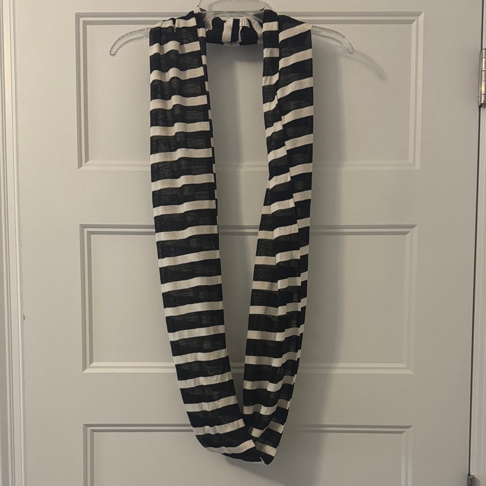 Black and White Striped Infinity Scarf